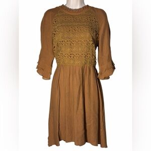 Anthropologie Moon River mustard brown women’s dress in medium